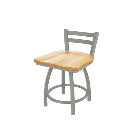 Holland Bar Stool Co 18" Low Back Swivel Vanity Stool, Nickel Finish, Nat Oak Seat 41118ANNatOak